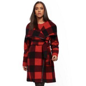 NY&Co.: Buffalo Check Plaid Wrap Coat - XS-S